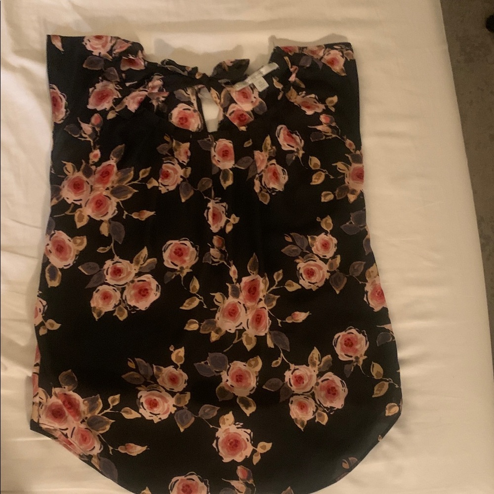 Floral Black Blouse